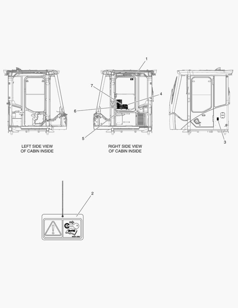Схема ПРЕДУПРЕЖДАЮЩАЯ ТАБЛИЧКА - КАБИНА(ЭКСПОРТИРУЕМОЕ ОБОРУДОВАНИЕ)