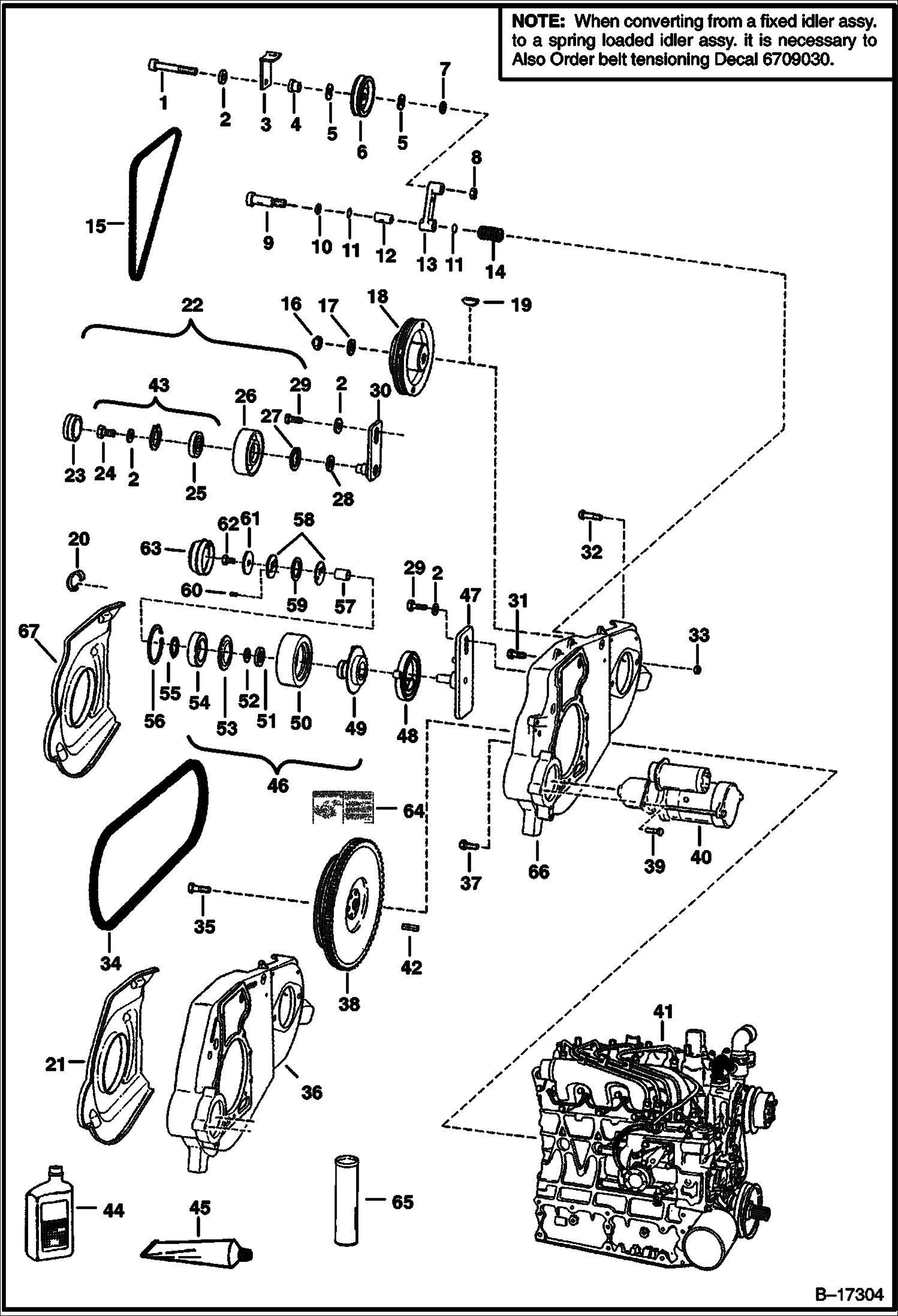 ДВИГАТЕЛЬ И КРЕПЕЖНЫЕ ДЕТАЛИ (СИСТЕМА РЕМНЕЙ ПРИВОДА)