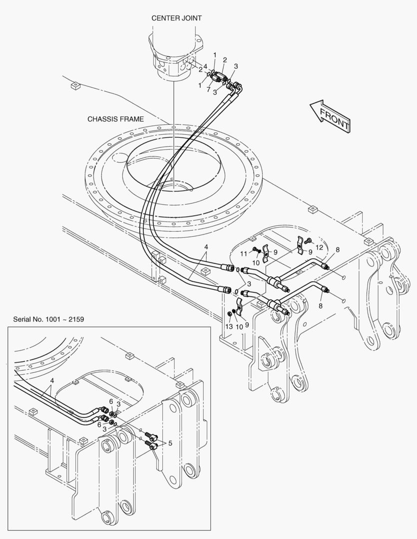 Схема ТОЛЬКО ТРУБОПРОВОД ЗАДНЕГО БУЛЬДОЗЕРА