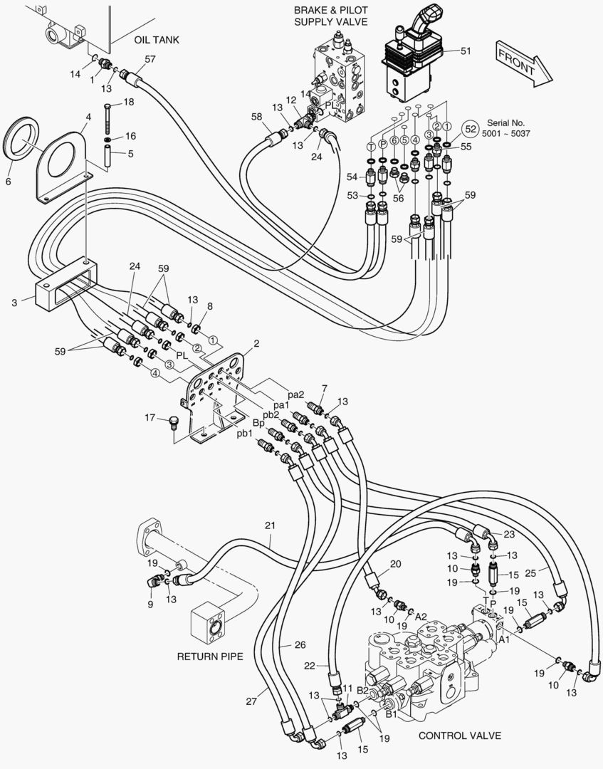 ТРУБОПРОВОД СЕРВОУПРАВЛЕНИЯ - 2 КАТУШКИ(P ТИП)