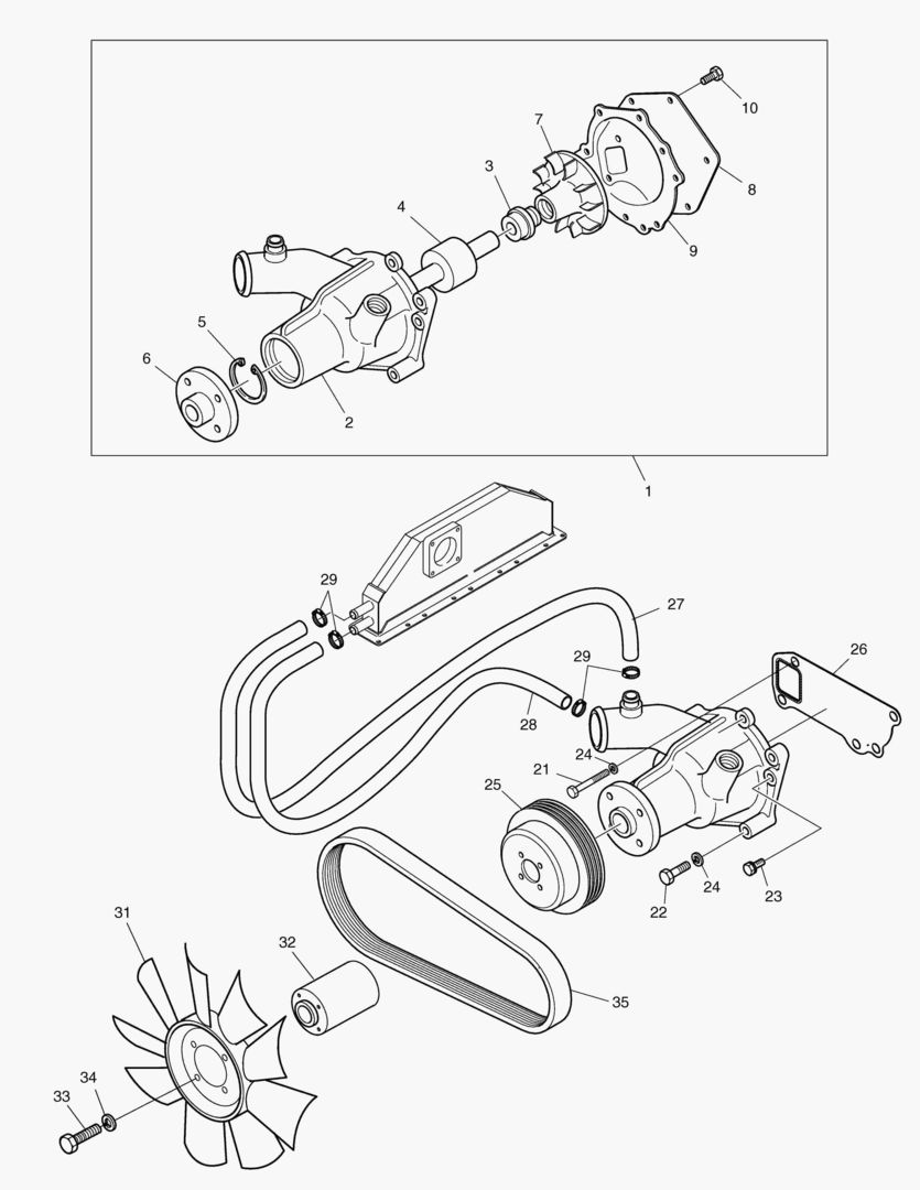 Схема 012 WATER PUMP & COOLING FAN