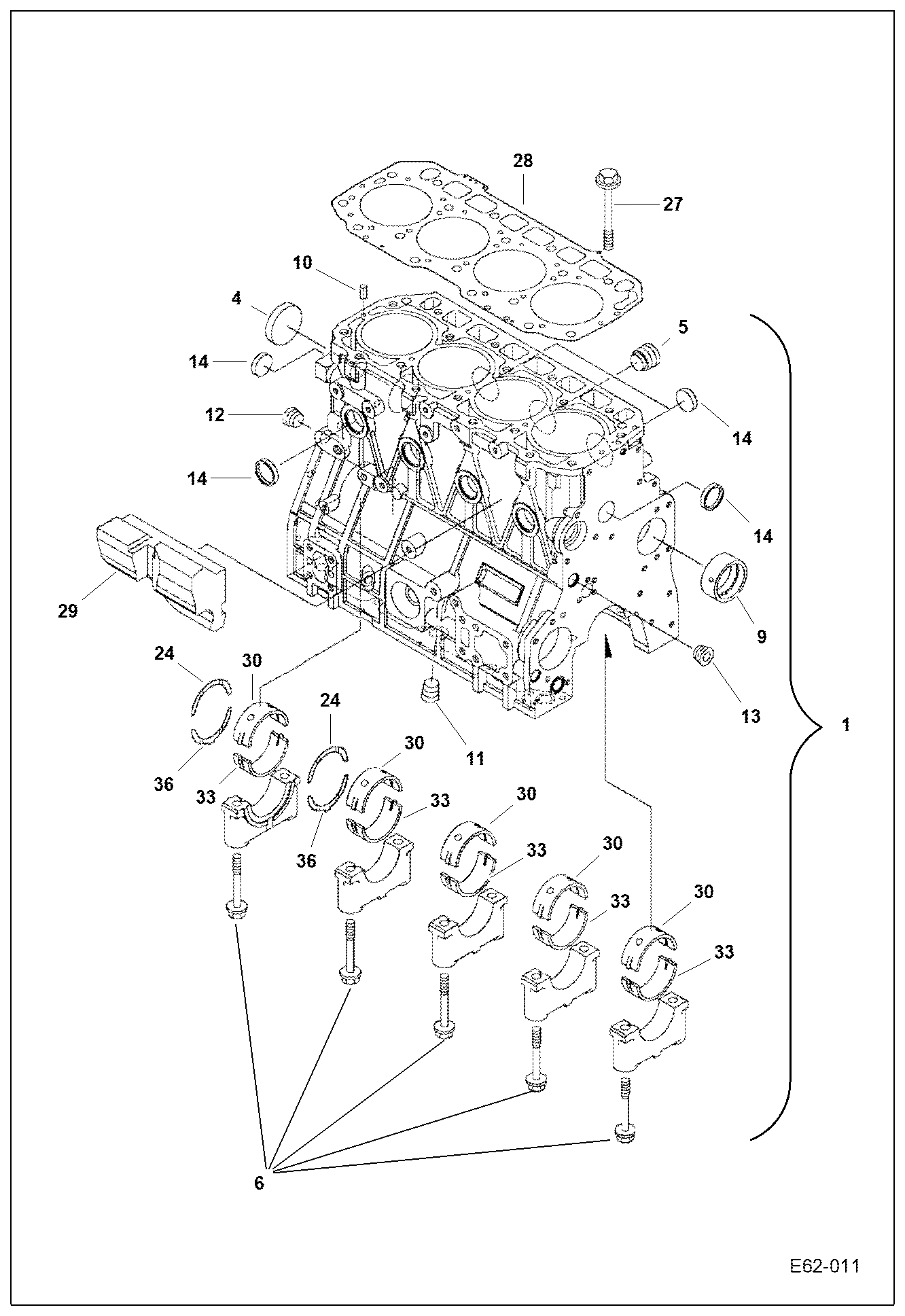 Схема БЛОК ЦИЛИНДРОВ