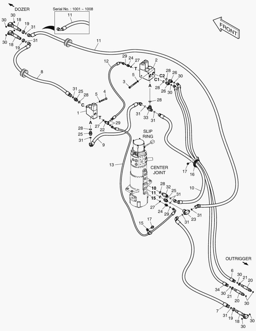 6600 FRONT DOZER & REAR OUTRI. PIPING(INDE)