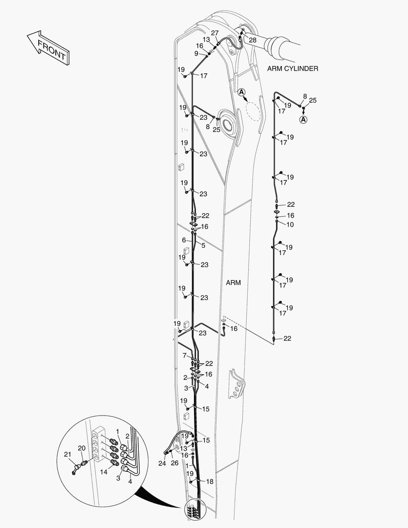 7030 LUBRICATION PIPING - ARM 8.0m