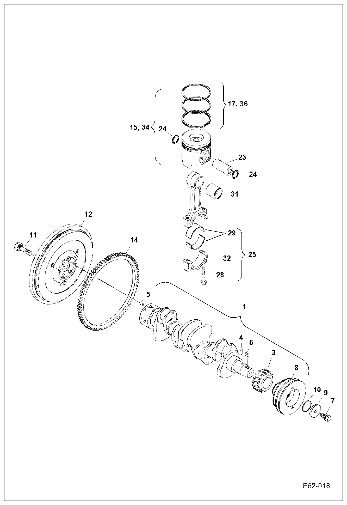 КОЛЕНЧАТЫЙ ВАЛ И ПОРШЕНЬ