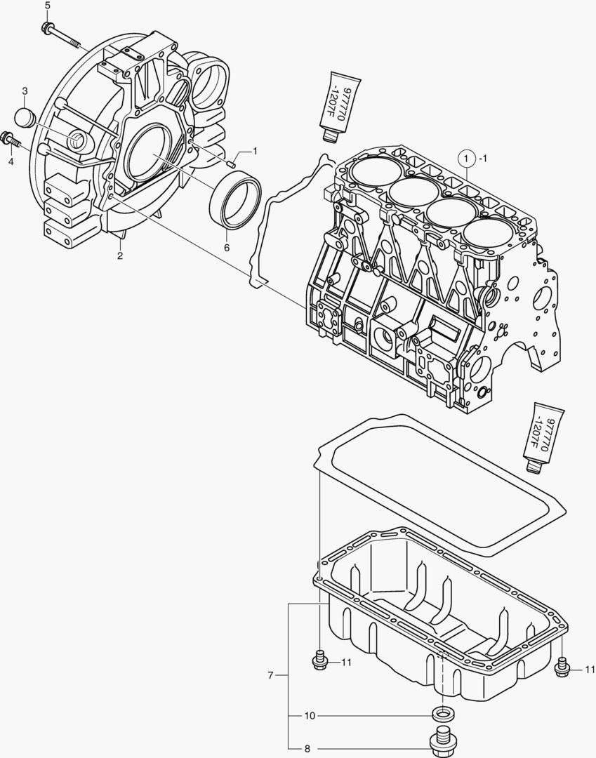 003 FLYWHEEL HOUSING & OIL PAN