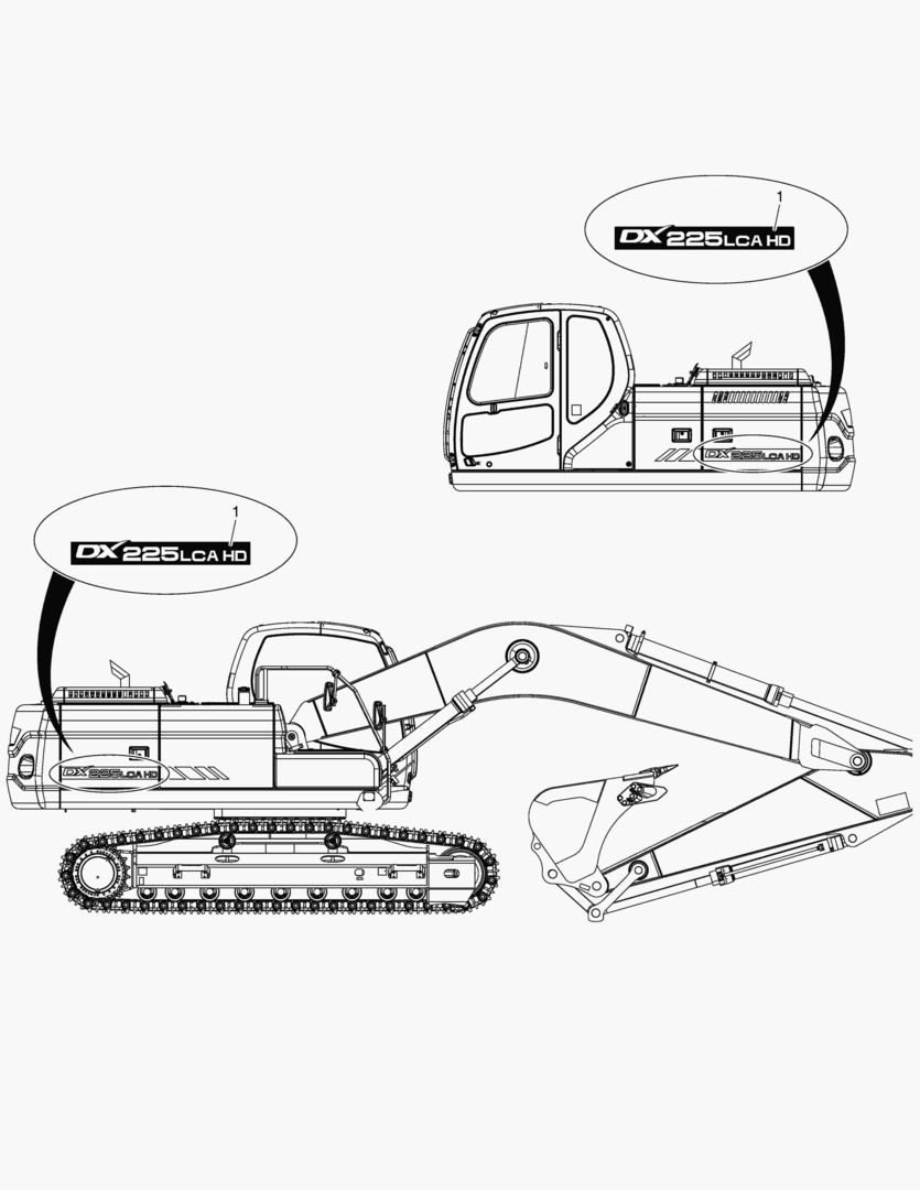 5260 DECAL - MACHINE NAME(DX225LCA HD)
