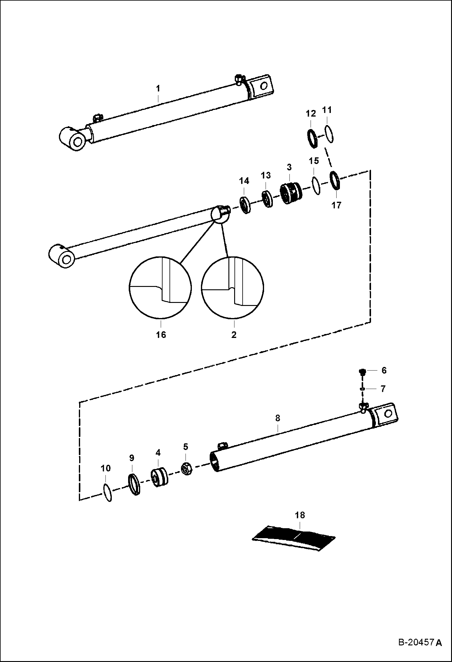 ЭКСКАВАТОР-ПОГРУЗЧИК (ЦИЛИНДР КОВША) (С ВНЕШНЕЙ РЕЗЬБОВОЙ ШПИЛЬКОЙ И ГАЙКОЙ) (7BH B3BG)