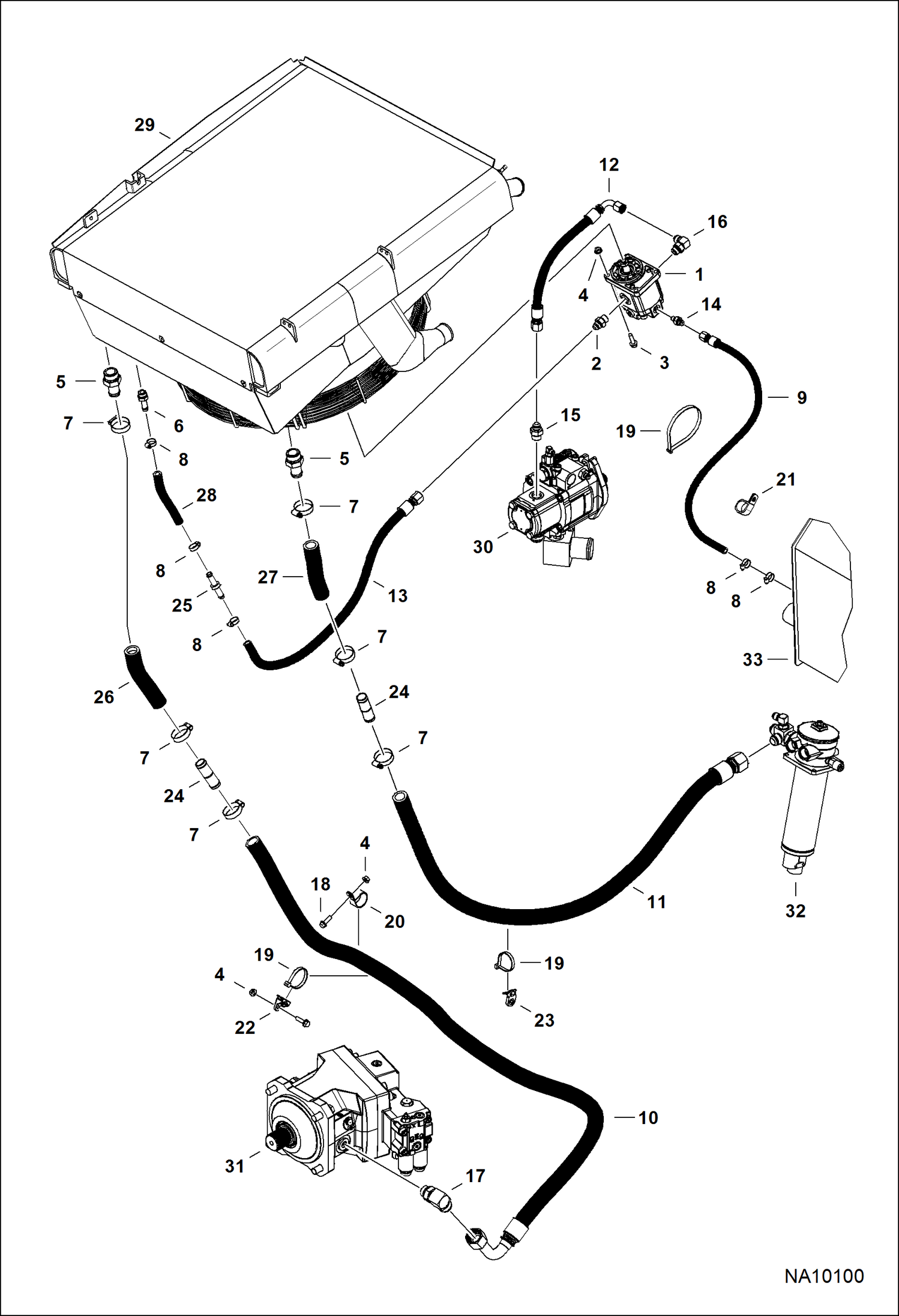 СХЕМА ГИДРАВЛИЧЕСКОЙ СИСТЕМЫ (ЭЛЕКТРОДВИГАТЕЛЬ ВЕНТИЛЯТОРА)