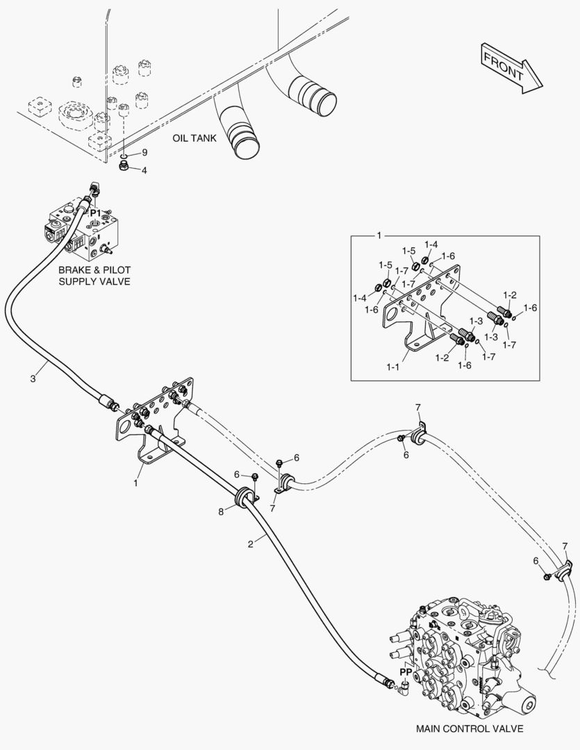 ТРУБОПРОВОД СЕРВОУПРАВЛЕНИЯ - 3 КАТУШКИ(ЭЛЕКТРИКА)