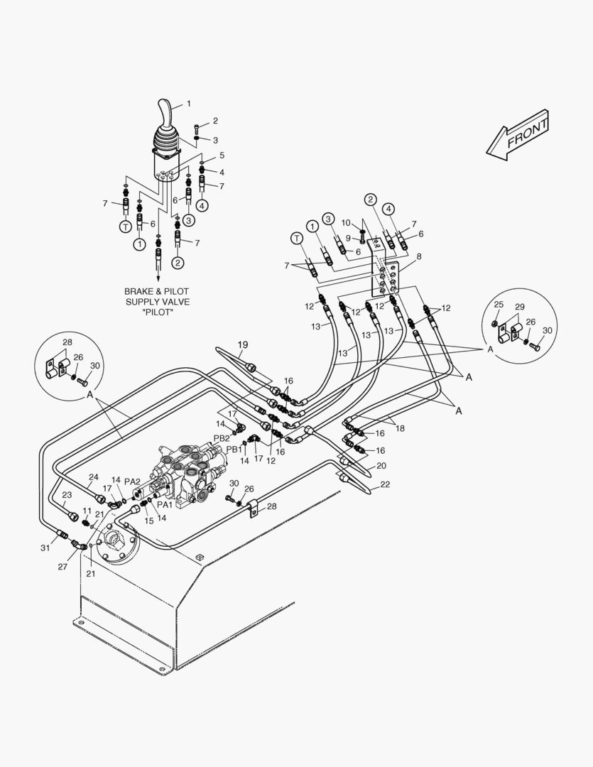 ТРУБОПРОВОД СЕРВОУПРАВЛЕНИЯ-ОДИН РЫЧАГ+2 КАТУШКИ