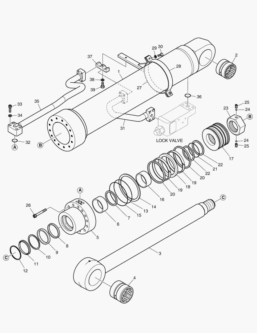 ЦИЛИНДР СТРЕЛЫ(ЛЕВОСТОРОННИЙ)-ГИДРОЗАМОК