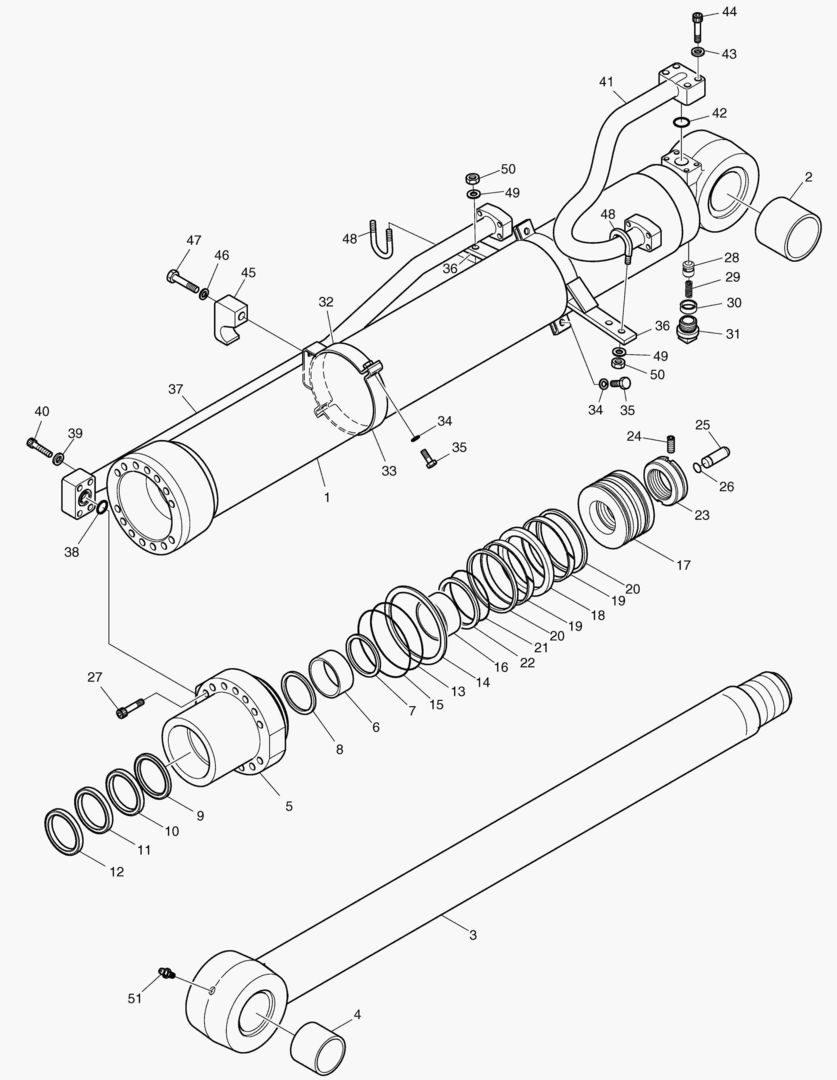 ЦИЛИНДР РУКОЯТИ - ШАРНИРНАЯ СТРЕЛА(РУКОЯТЬ 2 м)