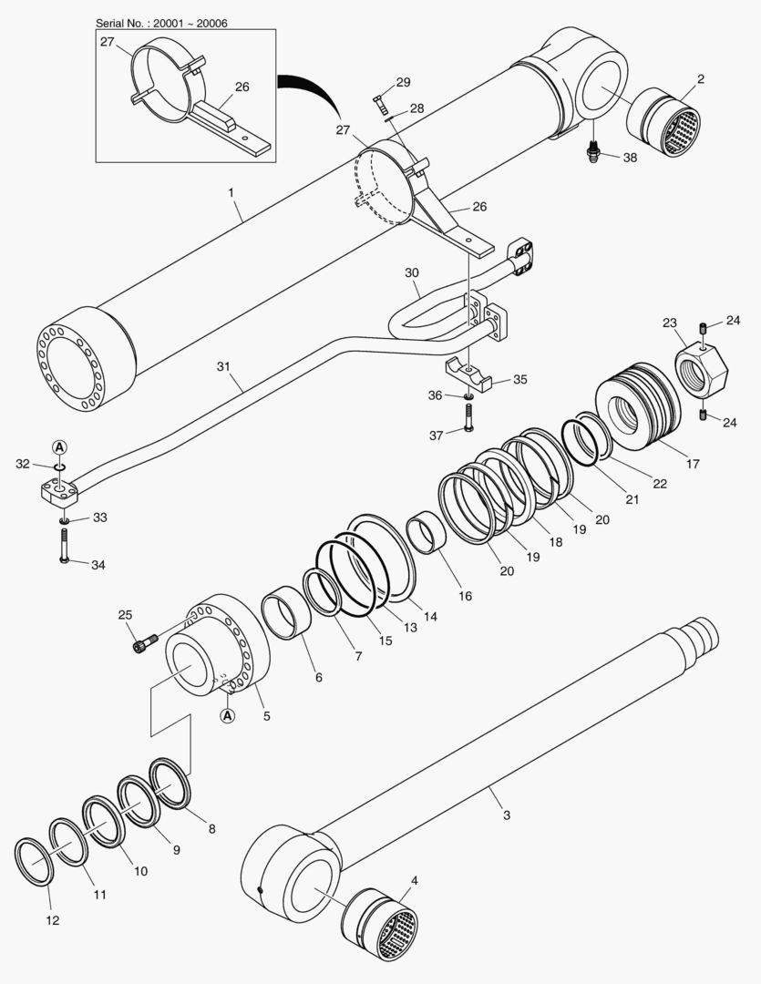 ЦИЛИНДР СТРЕЛЫ - ПРАВОСТОРОННИЙ(ГИДРОЗАМОК)