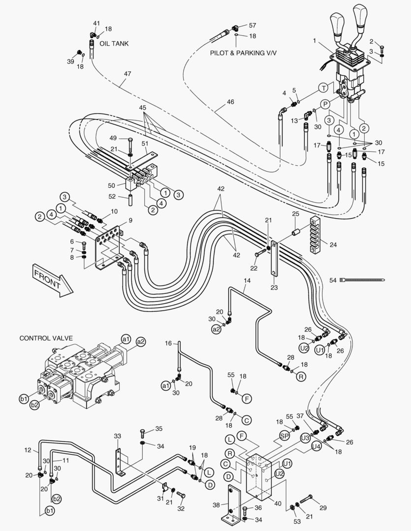 ТРУБОПРОВОД СЕРВОУПРАВЛЕНИЯ(2 РЫЧАГА-2 КАТУШКИ)