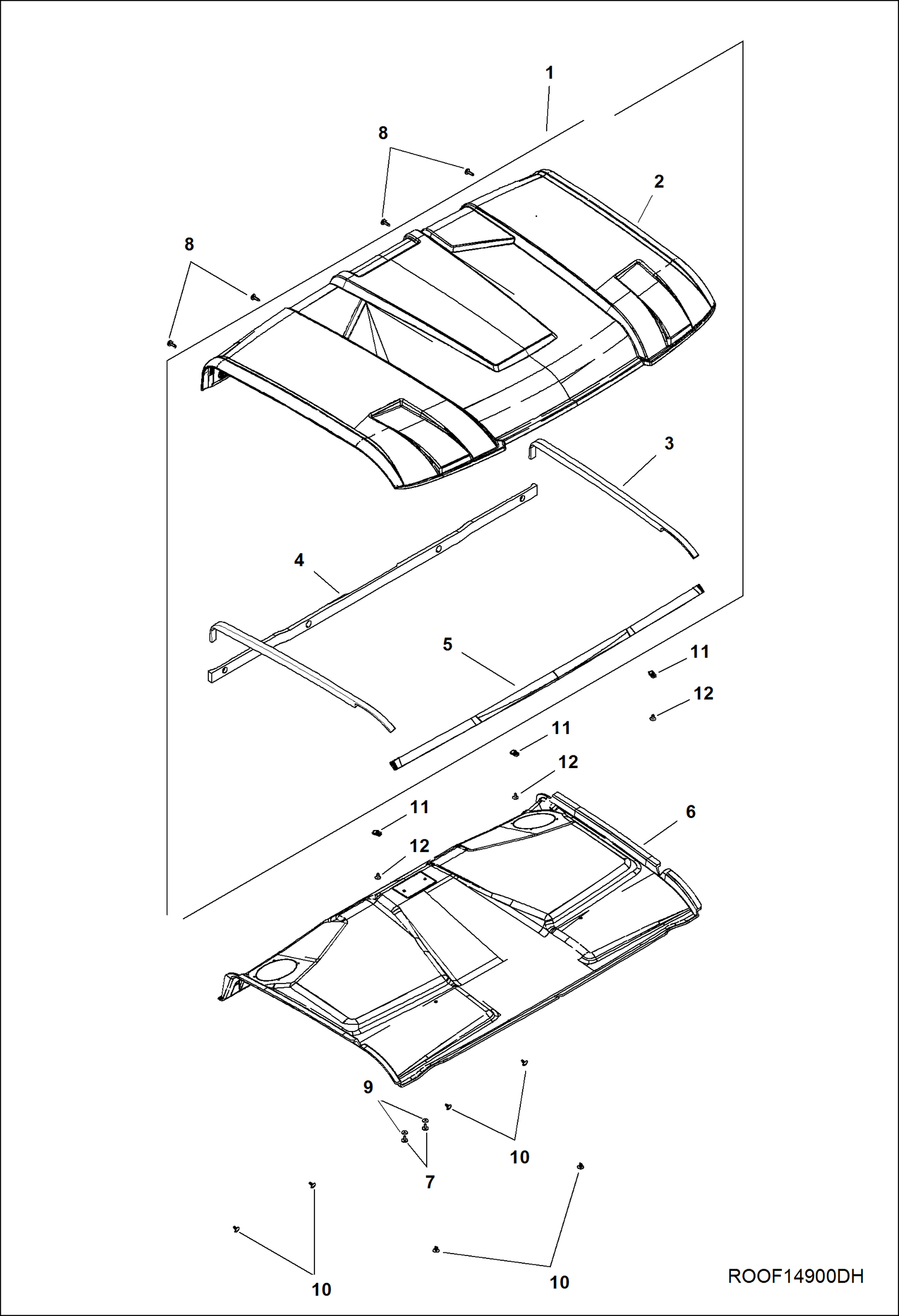 КОРПУС, КРЫША (С КАБИНОЙ) (СЕРИЙНЫЙ НОМЕР AVW420001 И ВЫШЕ)
