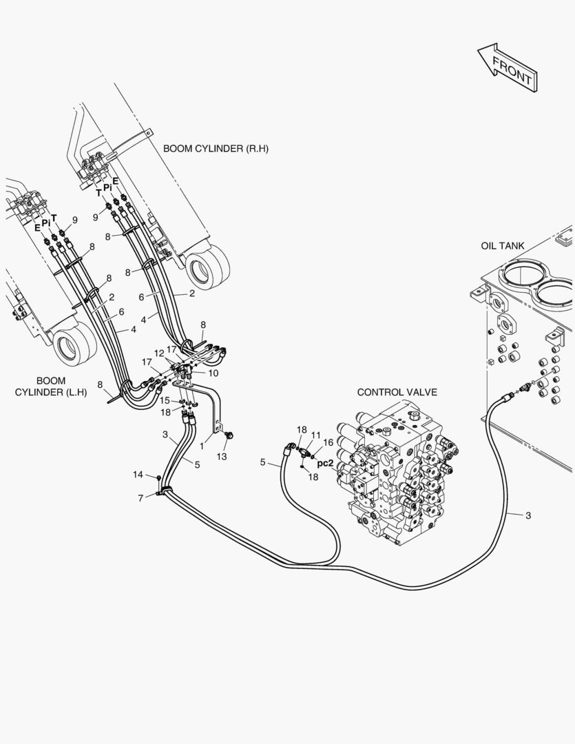ТРУБОПРОВОД СЕРВОУПРАВЛЕНИЯ-ГИДРОЗАМОК СТРЕЛЫ