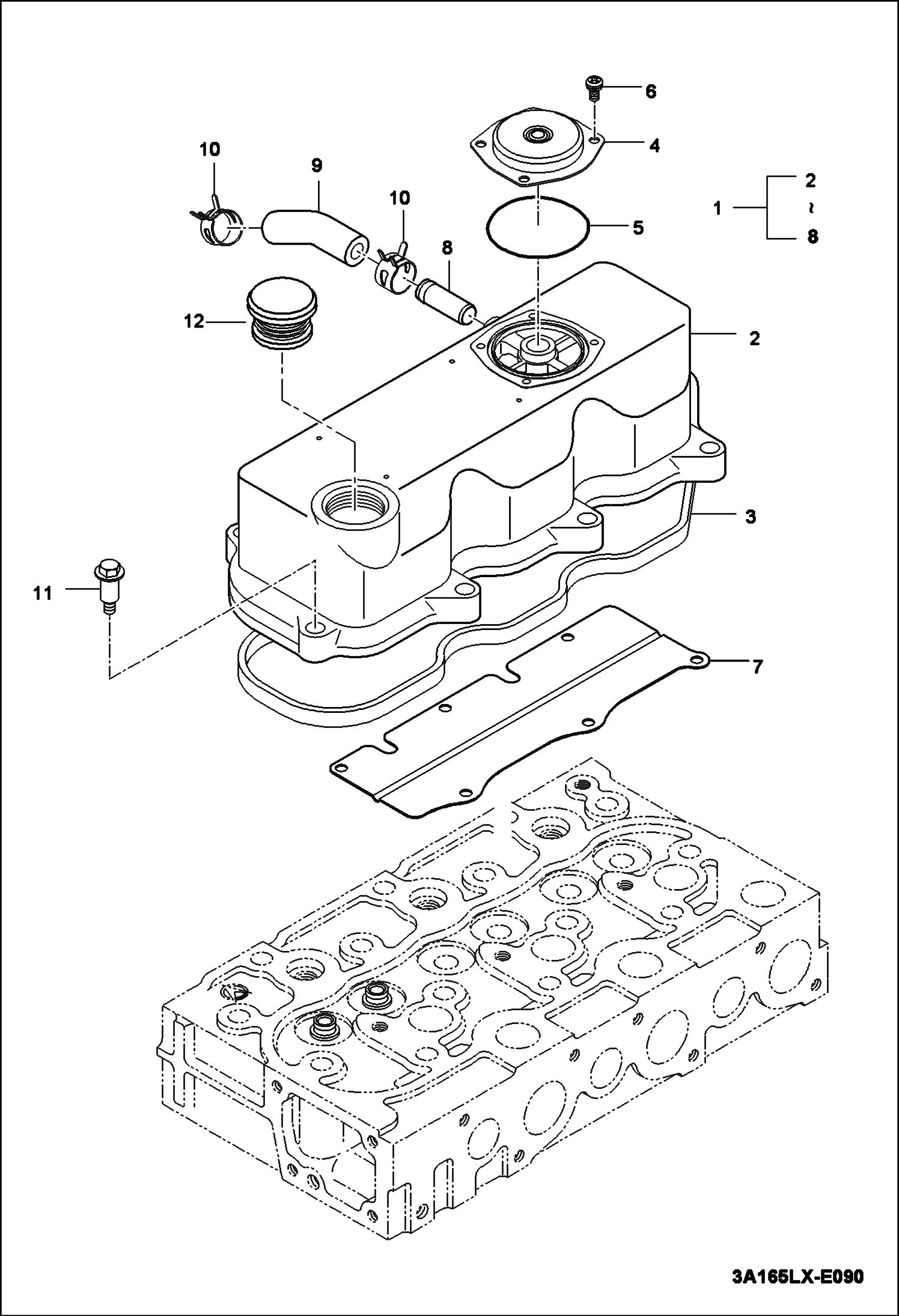 Схема КРЫШКА ГОЛОВКИ ЦИЛИНДРА В СБОРЕ