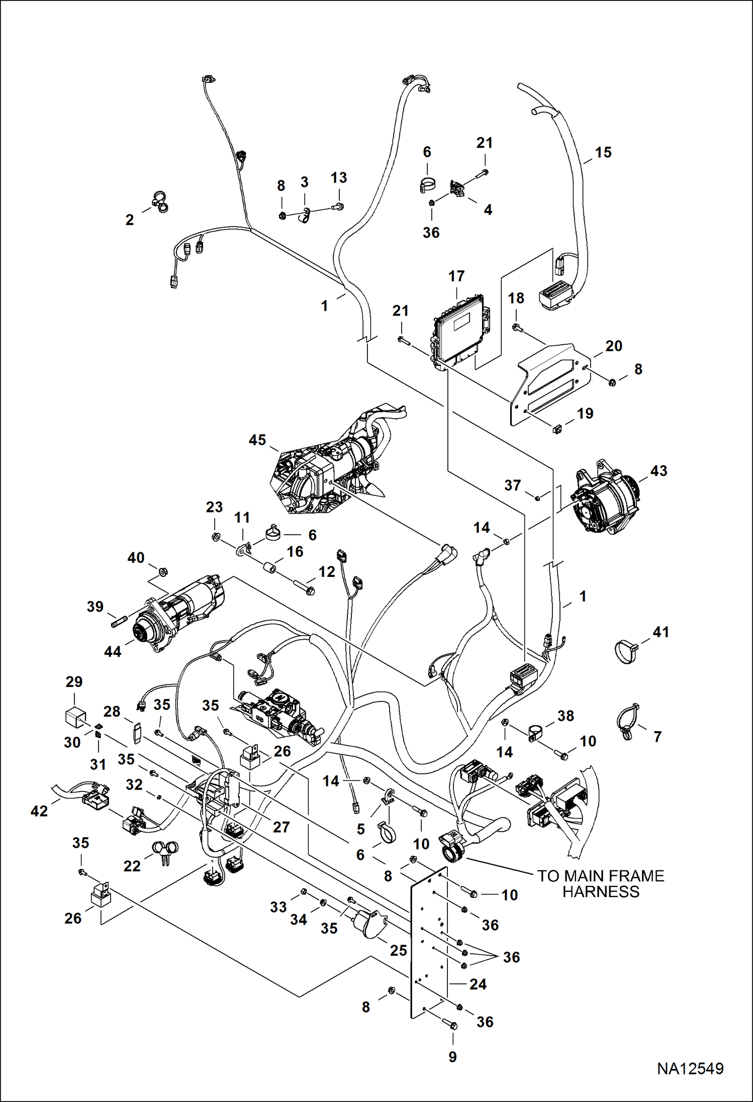 ЭЛЕКТРОСХЕМА ДВИГАТЕЛЯ (ГЛАВНЫЙ ЖГУТ ПРОВОДОВ)