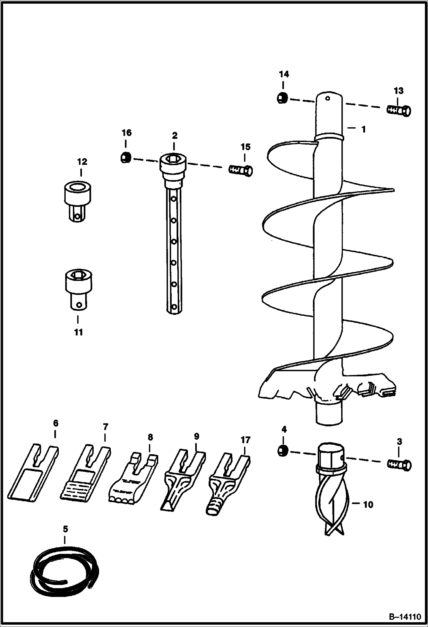 БУР ГИДРАВЛИЧЕСКИЙ (BOBCAT - ОСОБО ПРОЧНЫЙ - ОДНОВИТКОВЫЙ С ШЕСТИГРАННЫМ ХВОСТОВИКОМ - PENGO)