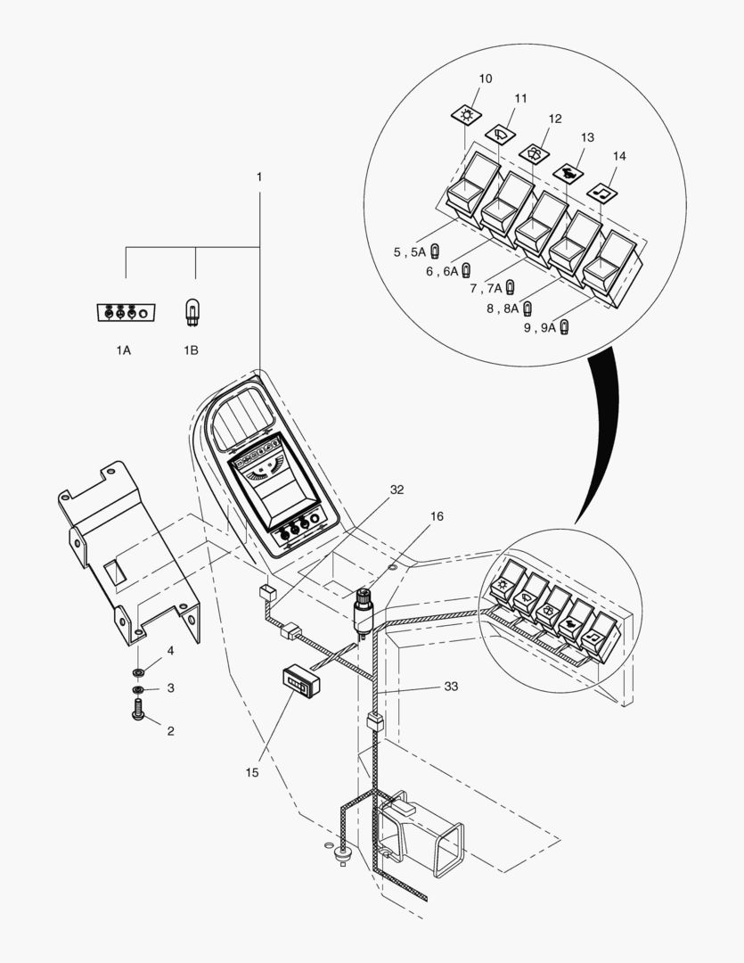 1640 ELECTRIC PARTS(1)-GAUGE & SWITCH PANEL