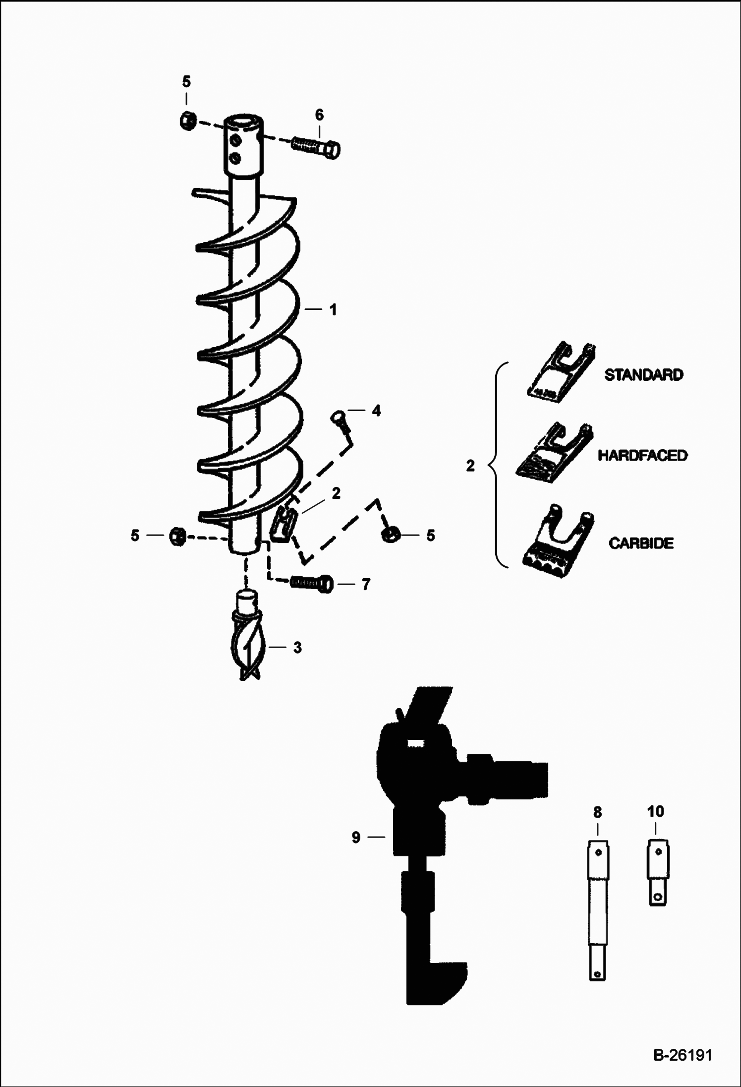 БУР ГИДРАВЛИЧЕСКИЙ (ШНЕКОВЫЙ БУР И ЗУБ) (3PTA A1G3) (3PTA AMJS)