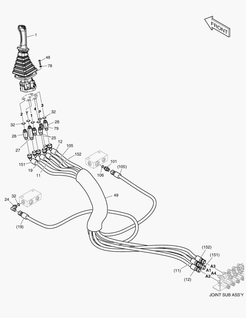 1360 PILOT PIPING(7) - JOYSTICK(L.H)