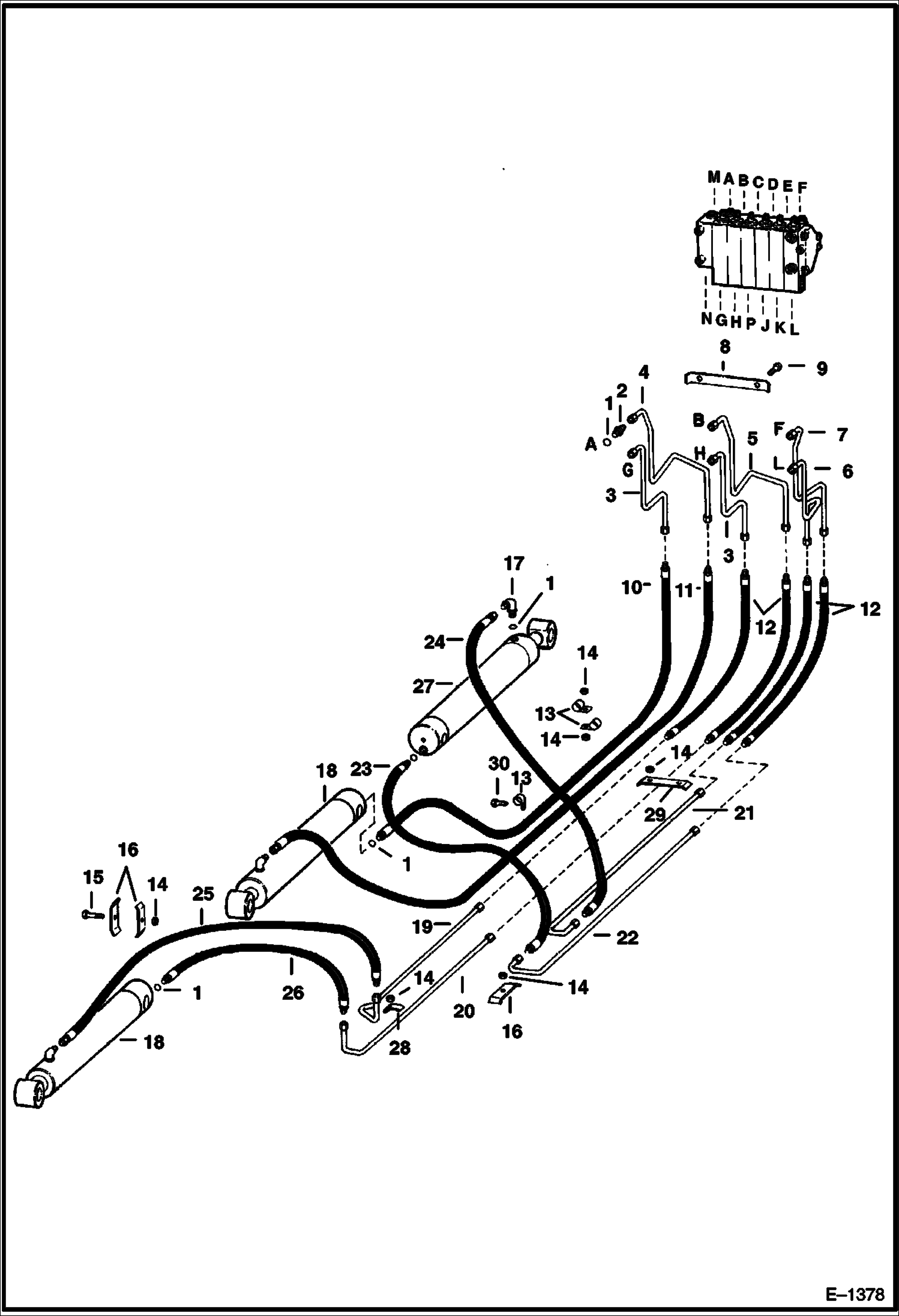 ЭКСКАВАТОР-ПОГРУЗЧИК (СХЕМА ГИДРАВЛИЧЕСКОЙ СИСТЕМЫ СТРЕЛЫ С CESSNA КЛАПАНОМ) (907 195600101 - 01425)