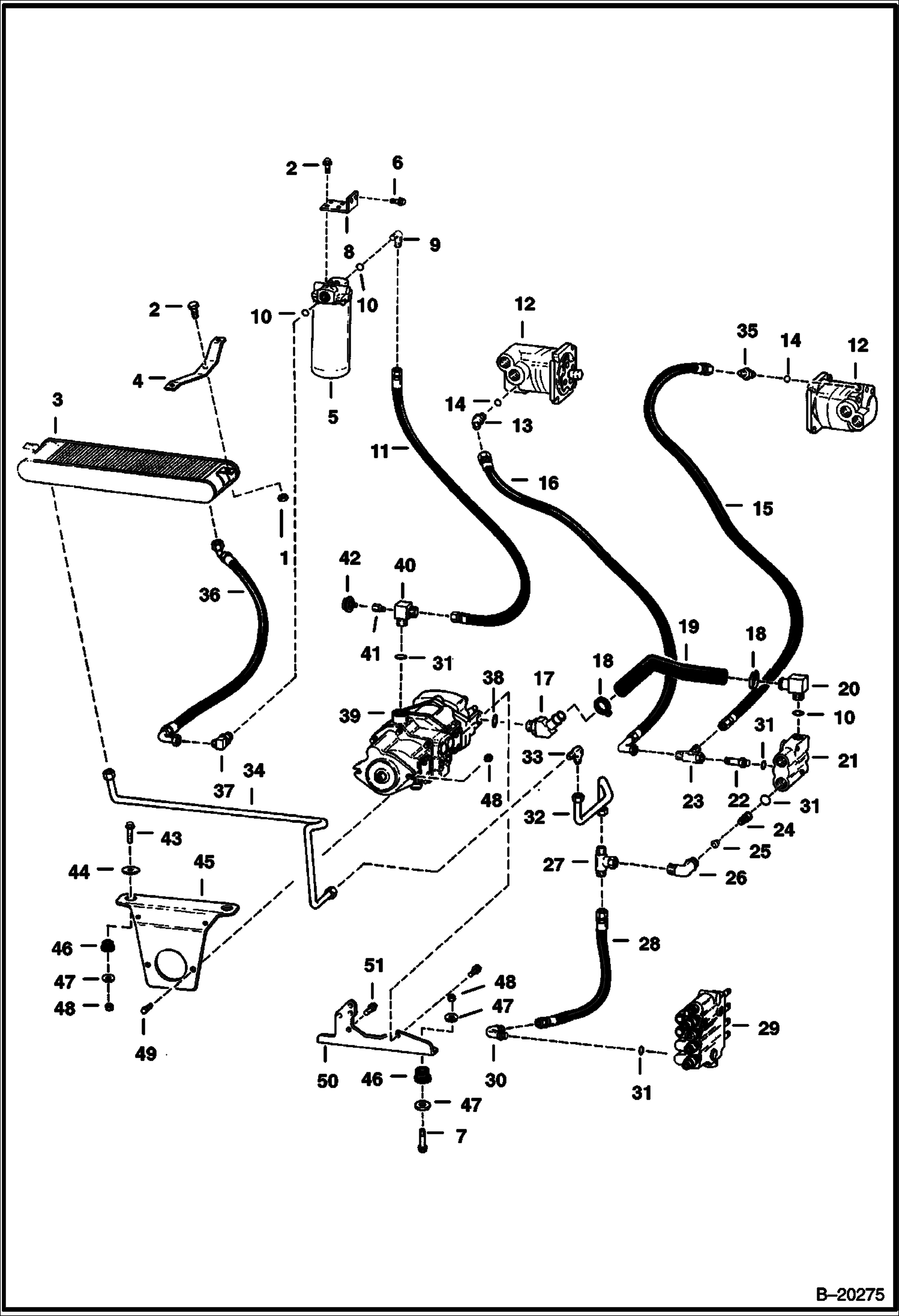 СХЕМА ГИДРОСТАТИЧЕСКОЙ СИСТЕМЫ (СЕРИЙНЫЙ НОМЕР 13888 И ВЫШЕ)