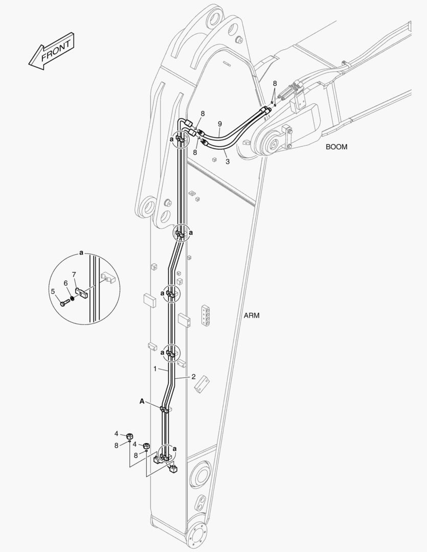 Схема ГИДРОСИСТЕМА РУКОЯТИ - БЫСТРАЯ ПОСАДКА(РУКОЯТЬ 3.1 м)
