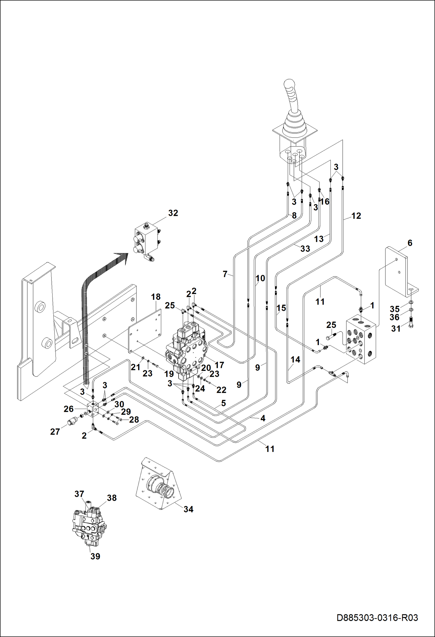 Схема ДЕТАЛИ ДЛЯ СОЕДИНЕНИЯ РАСПРЕДЕЛИТЕЛЯ ПОГРУЗЧИКА