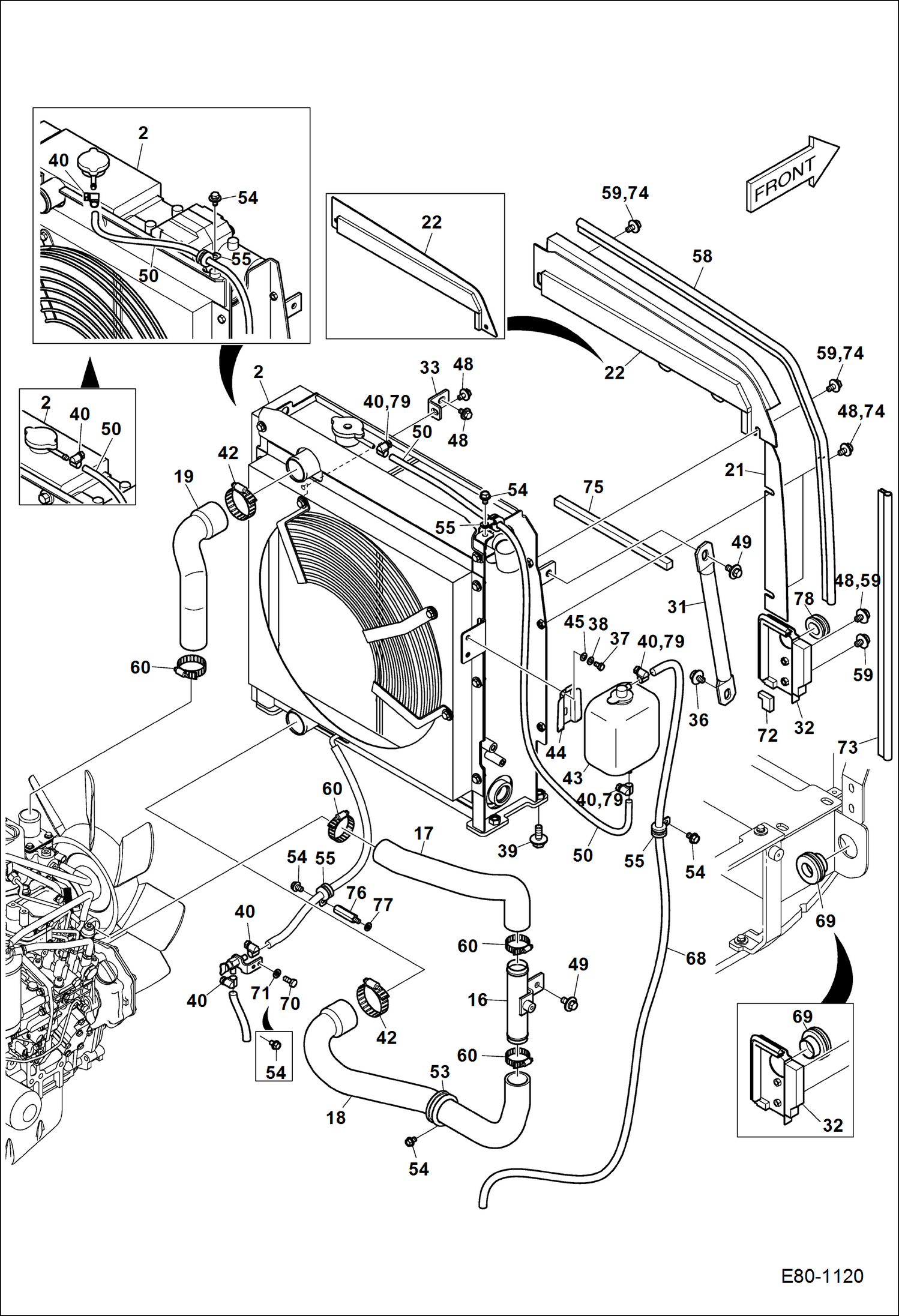 ДВИГАТЕЛЬ И КРЕПЕЖНЫЕ ДЕТАЛИ (ОПОРНЫЙ УЗЕЛ РАДИАТОРА)