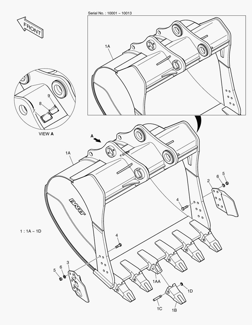 7130 BUCKET - 3.20гЋҐ(80`) - SIDE PIN