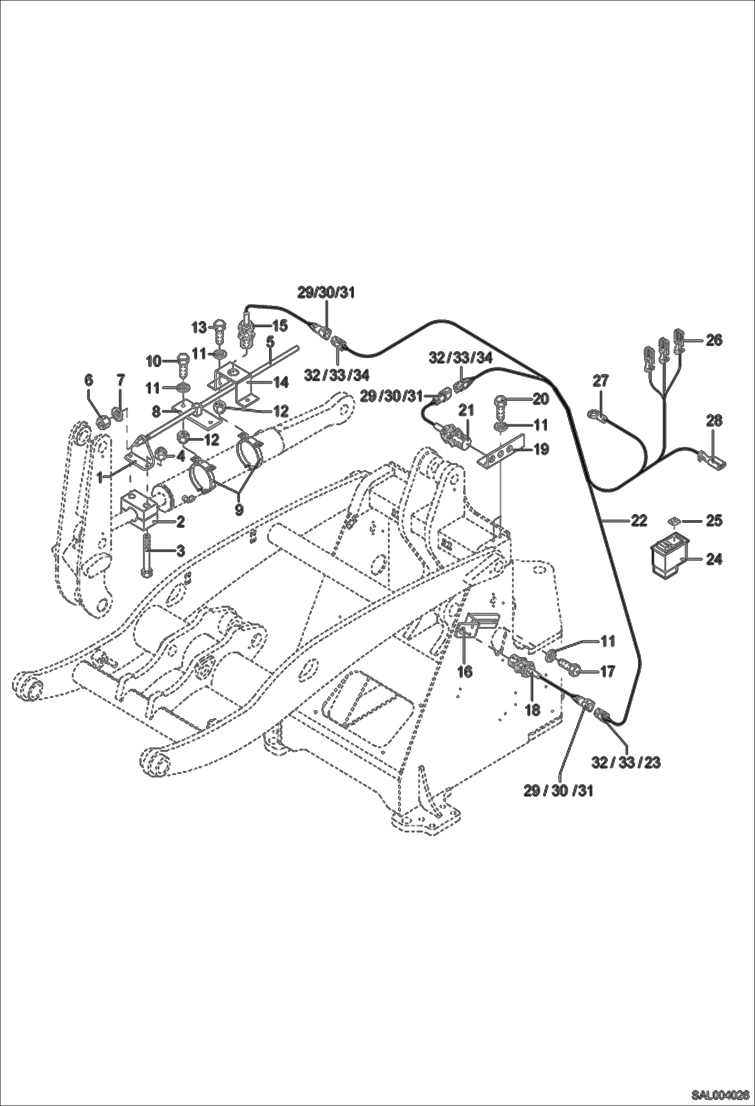 УСТРОЙСТВО ДЛЯ ВОЗВРАТА КОВША В ОБРАТНОЕ ПОЛОЖЕНИЕ (ОГРАНИЧЕНИЕ СТРЕЛЫ ПО ВЫСОТЕ)