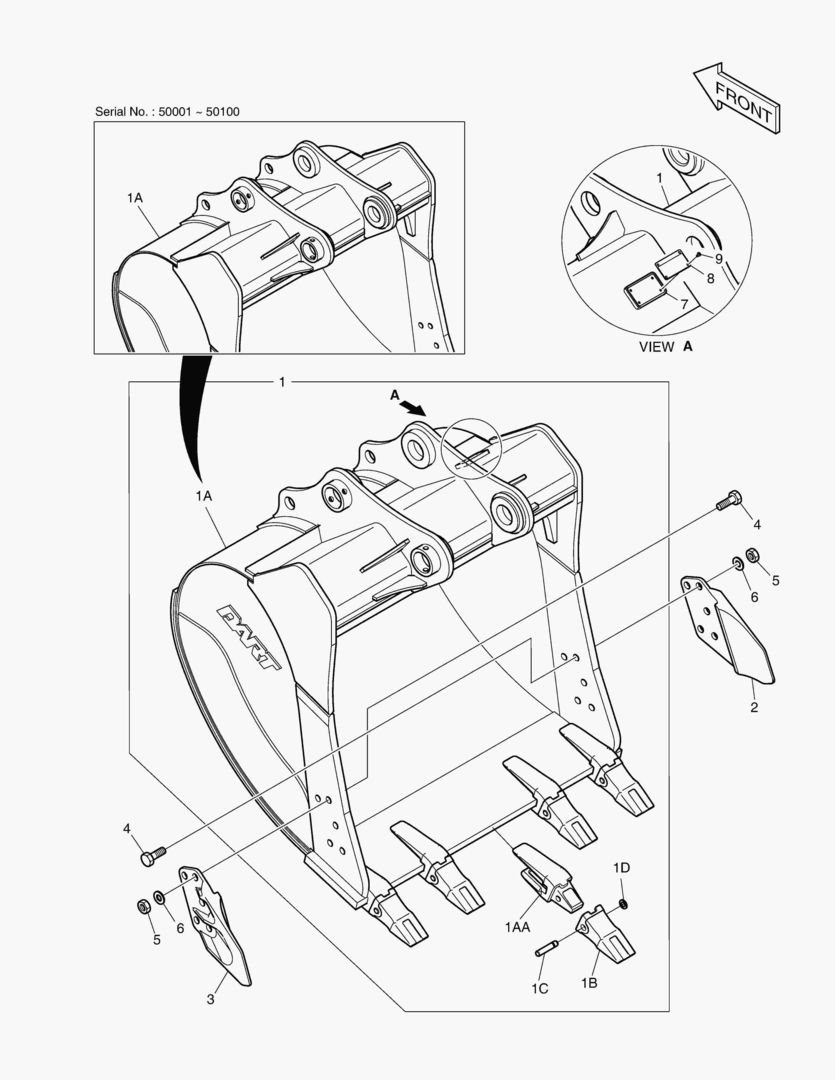3130 BUCKET ASS`Y - 1.24mВі(54`) - SIDE PIN