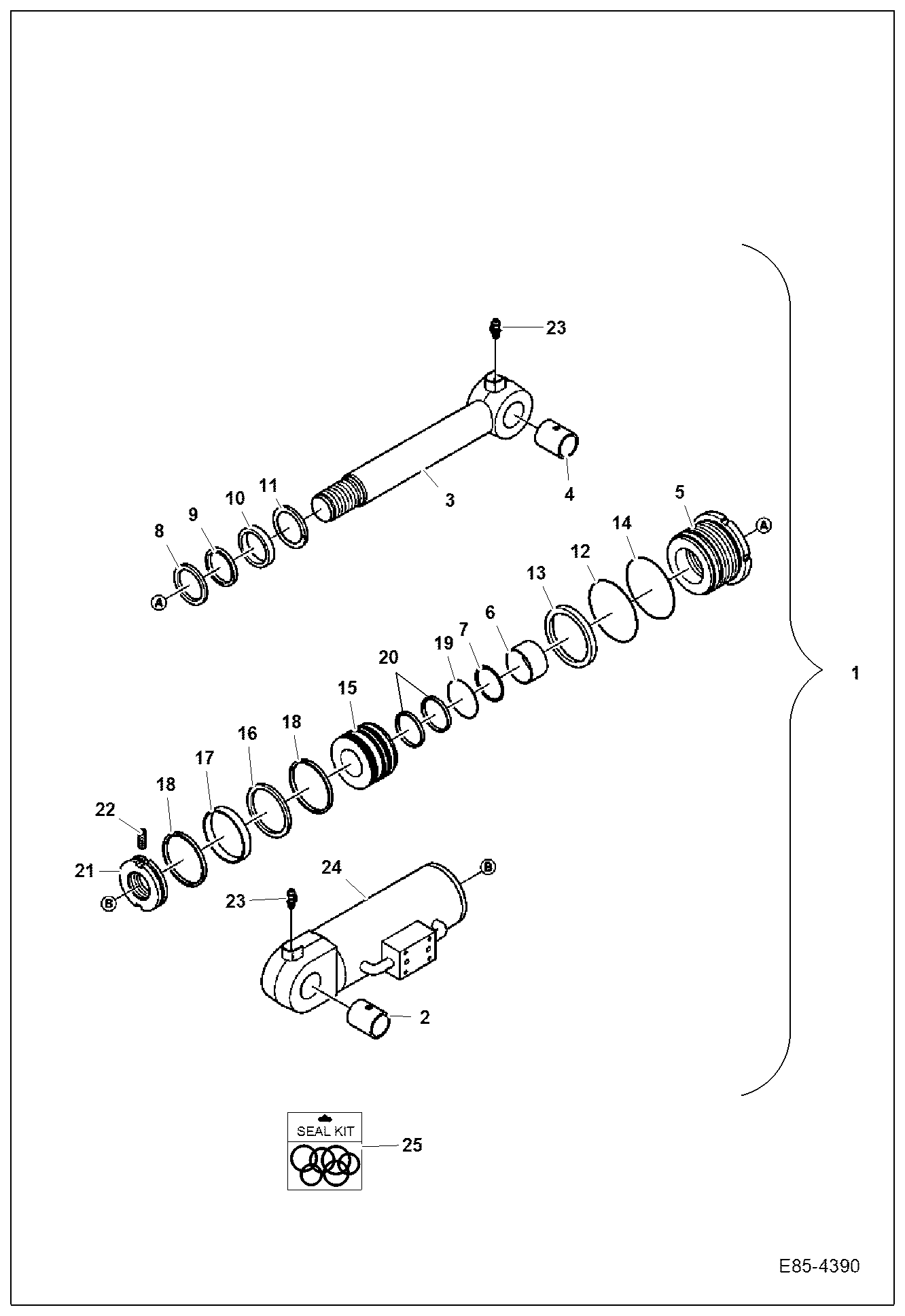 ЦИЛИНДР ОТВАЛА (ПРАВОСТОРОННИЙ С ГИДРОЗАМКОМ)