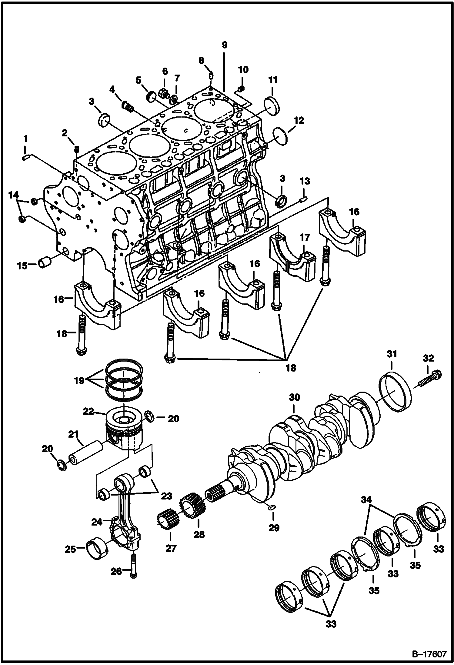 ПОРШЕНЬ И КОЛЕНЧАТЫЙ ВАЛ (СЕРИЙНЫЙ НОМЕР 5219 И 5220) (V3300 DI T KUBOTA) (TIER I)