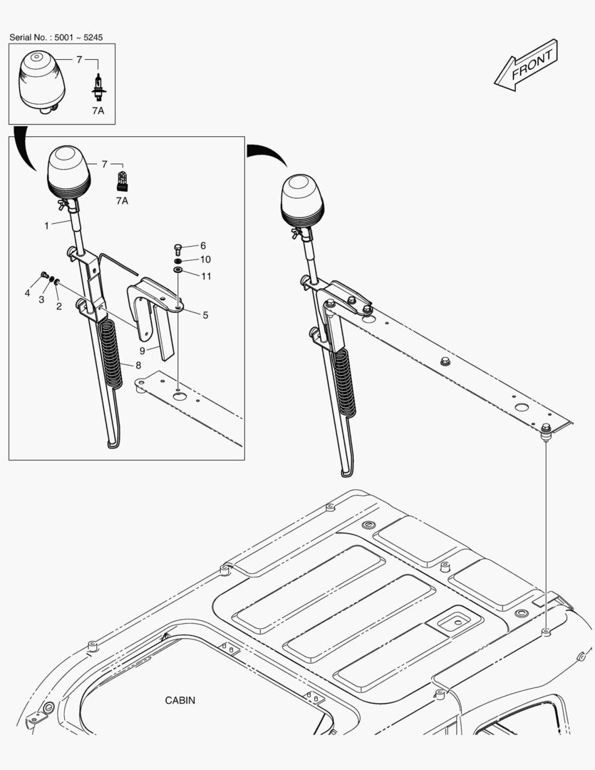 7680 TELESCOPIC BEACON - ROPS(WITH LAMP) [5001~5356]