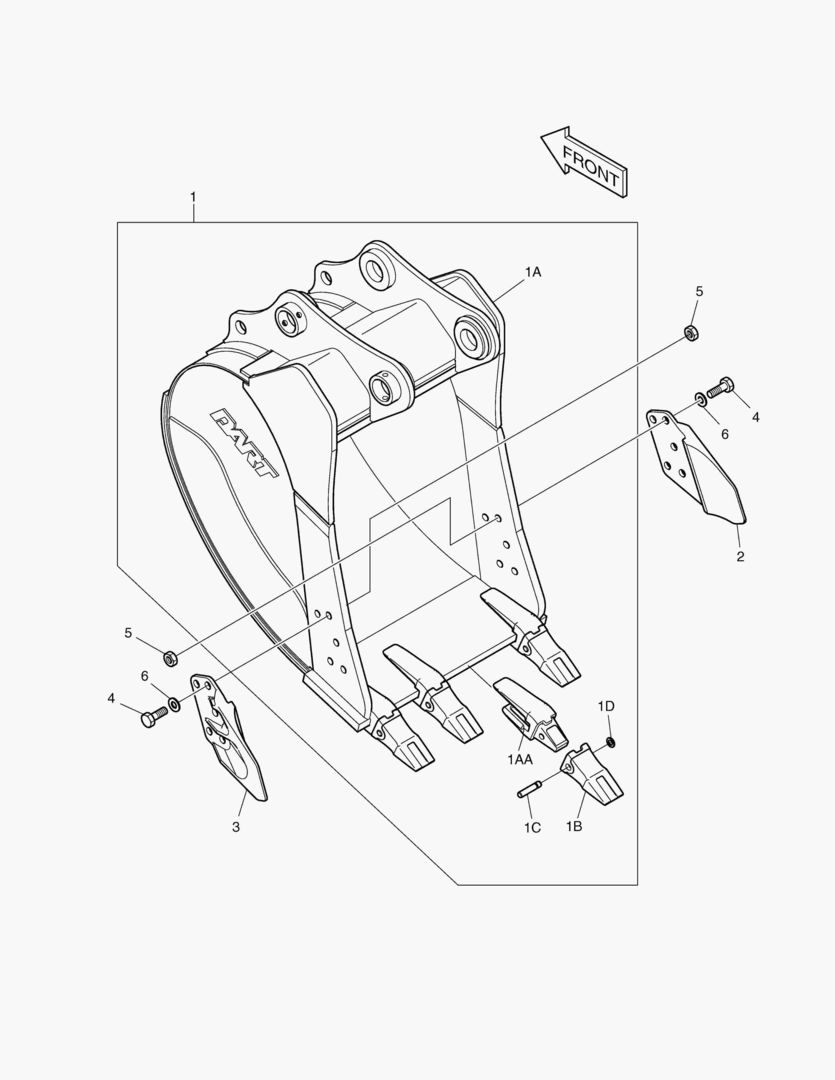 6510 BUCKET ASS`Y - 0.73mВі(36`) - SIDE PIN