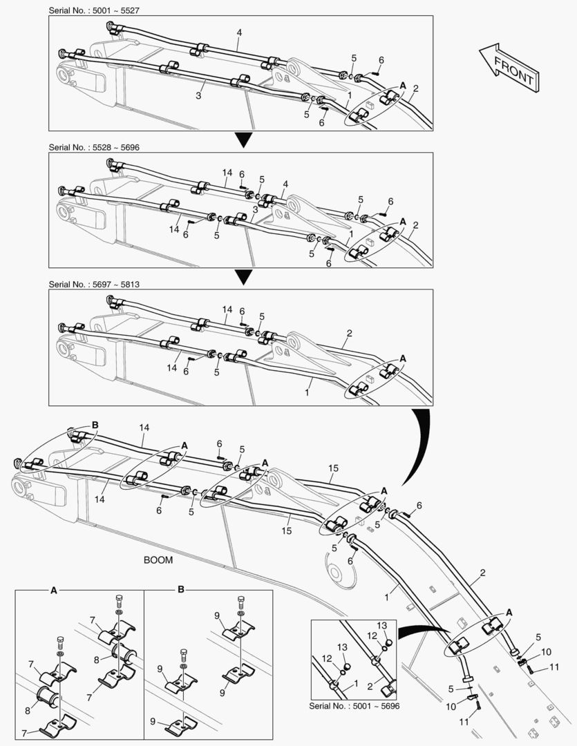 6370 BOOM PIPING - BOOM 5.7m(ONE & TWO WAY)