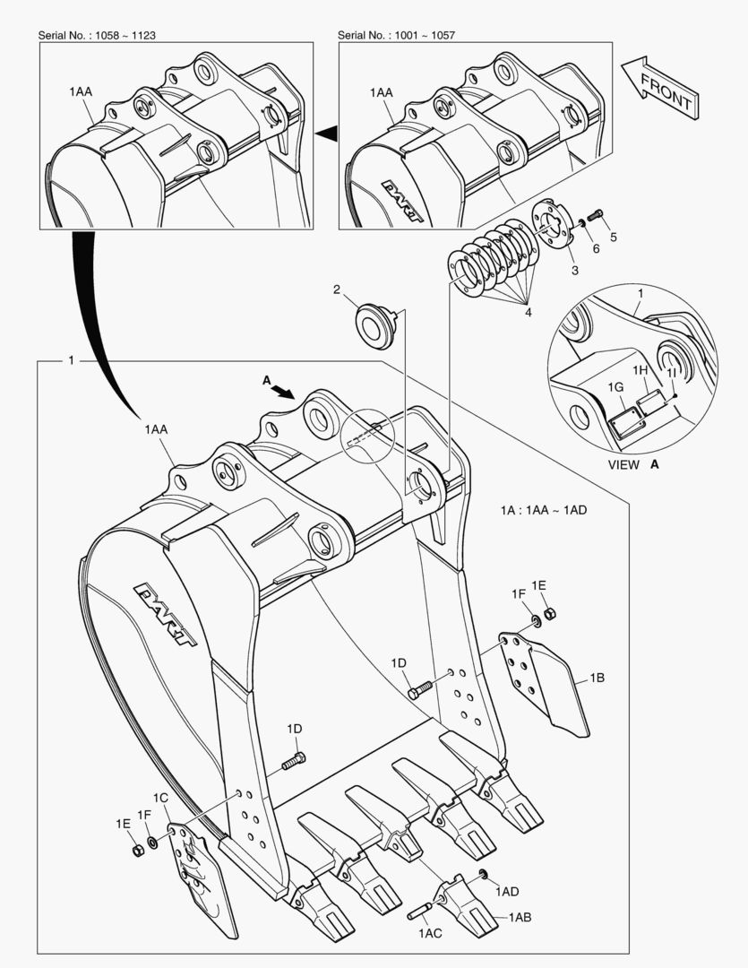 6950 BUCKET ASS`Y - 1.27mВі(48`) - SIDE PIN [1001~1246]