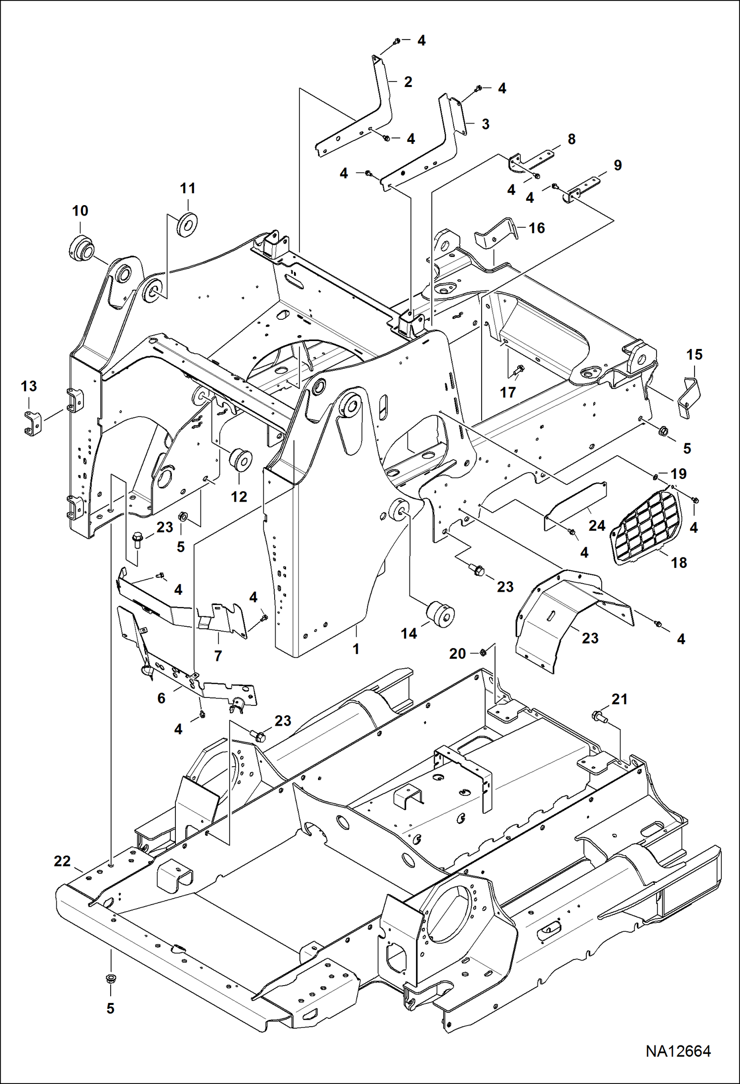 Схема РАМА ШАССИ (СЕРИЙНЫЙ НОМЕР AJDT13813 И ВЫШЕ)