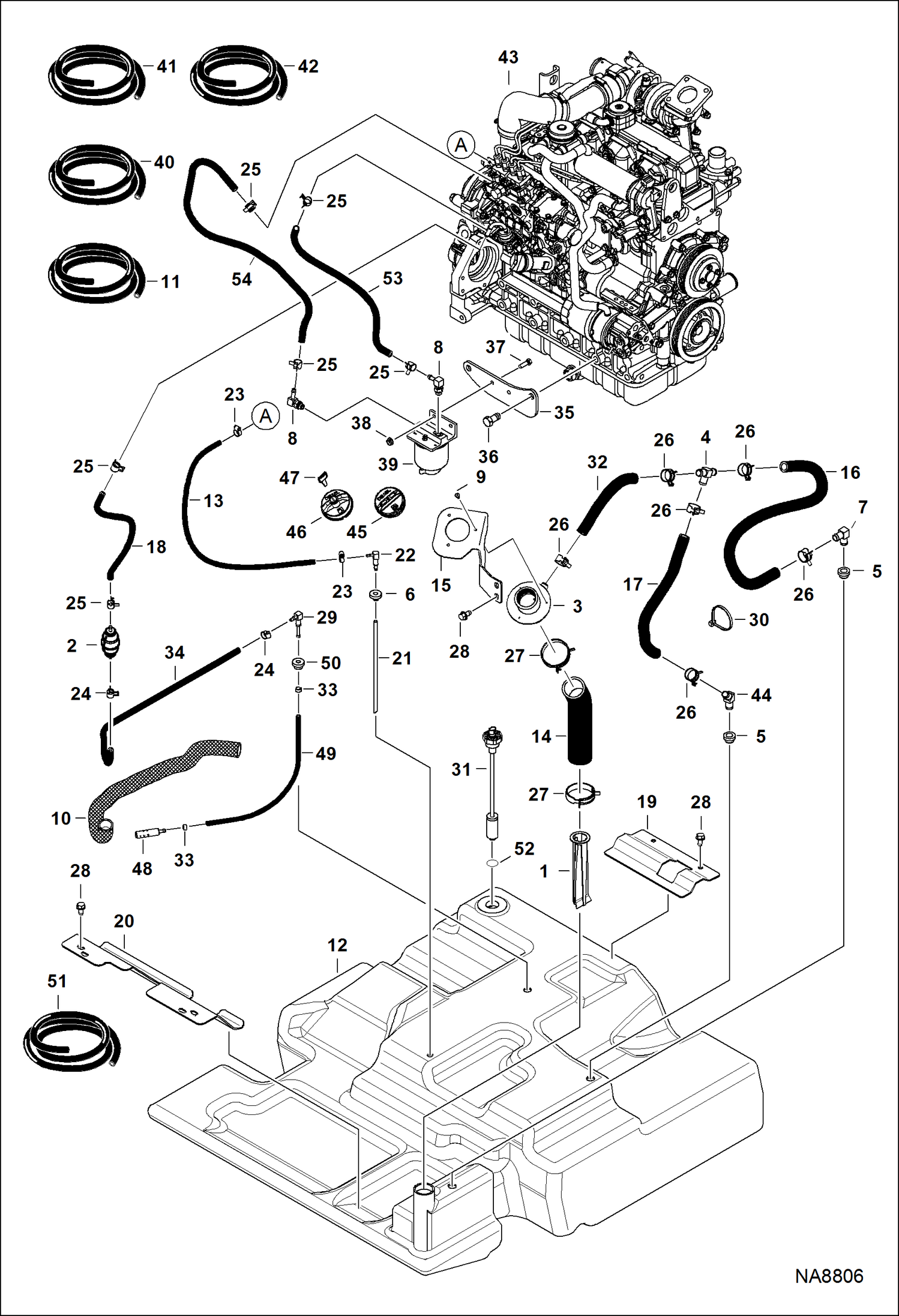 ДВИГАТЕЛЬ И КРЕПЕЖНЫЕ ДЕТАЛИ (СИСТЕМА ПОДАЧИ ТОПЛИВА) (СЕРИЙНЫЙ НОМЕР A3P020001 И ВЫШЕ, A3P114001 И ВЫШЕ)