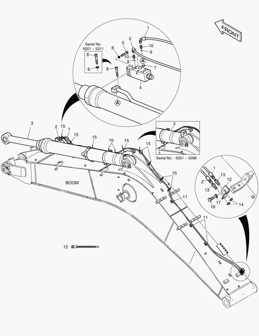 ГИДРОСИСТЕМА РУКОЯТИ - ГИДРОЗАМОК (СТРЕЛА 5.3 м)