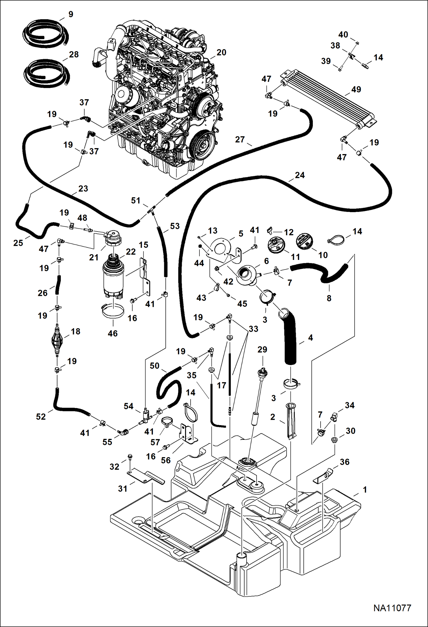 Схема ДВИГАТЕЛЬ И КРЕПЕЖНЫЕ ДЕТАЛИ (СИСТЕМА ПОДАЧИ ТОПЛИВА) (СЕРИЙНЫЙ НОМЕР AR9R15929 И ВЫШЕ)