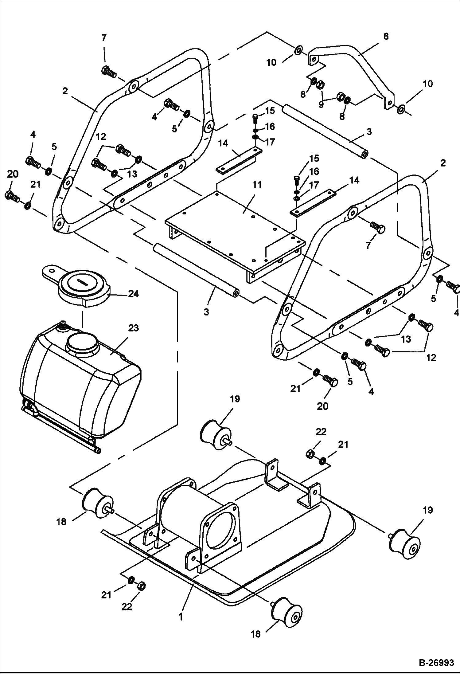 РАМА ШАССИ (ВИБРАЦИЯ, ЗАЩИТНОЕ ОГРАЖДЕНИЕ И БАК ДЛЯ ВОДЫ)