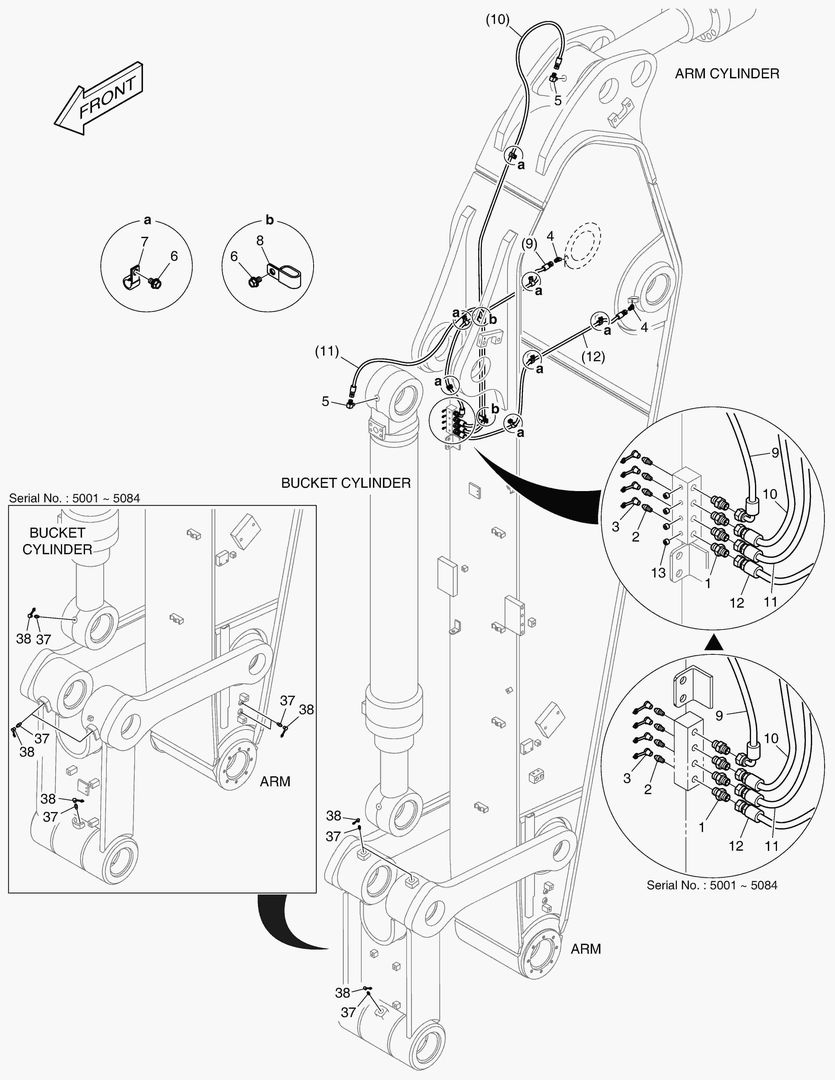 6185 LUBRICATION PIPING - ARM 3.5m(WITHOUT AGS)