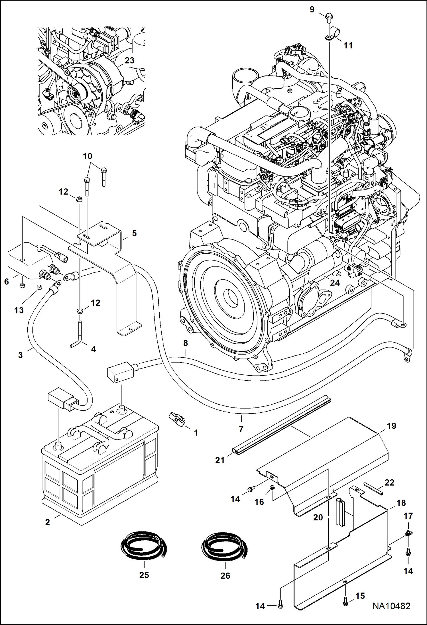 ЭЛЕКТРОСХЕМА ДВИГАТЕЛЯ (БАТАРЕЯ, ГЕНЕРАТОР ПЕРЕМЕННОГО ТОКА И СТАРТЕР)