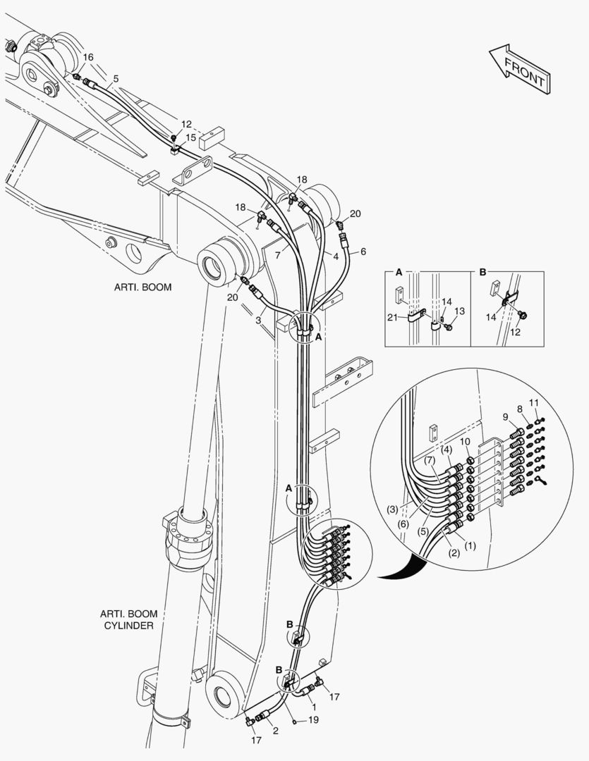 ТРУБОПРОВОД СМАЗОЧНОЙ СИСТЕМЫ - ШАРНИРНАЯ СТРЕЛА