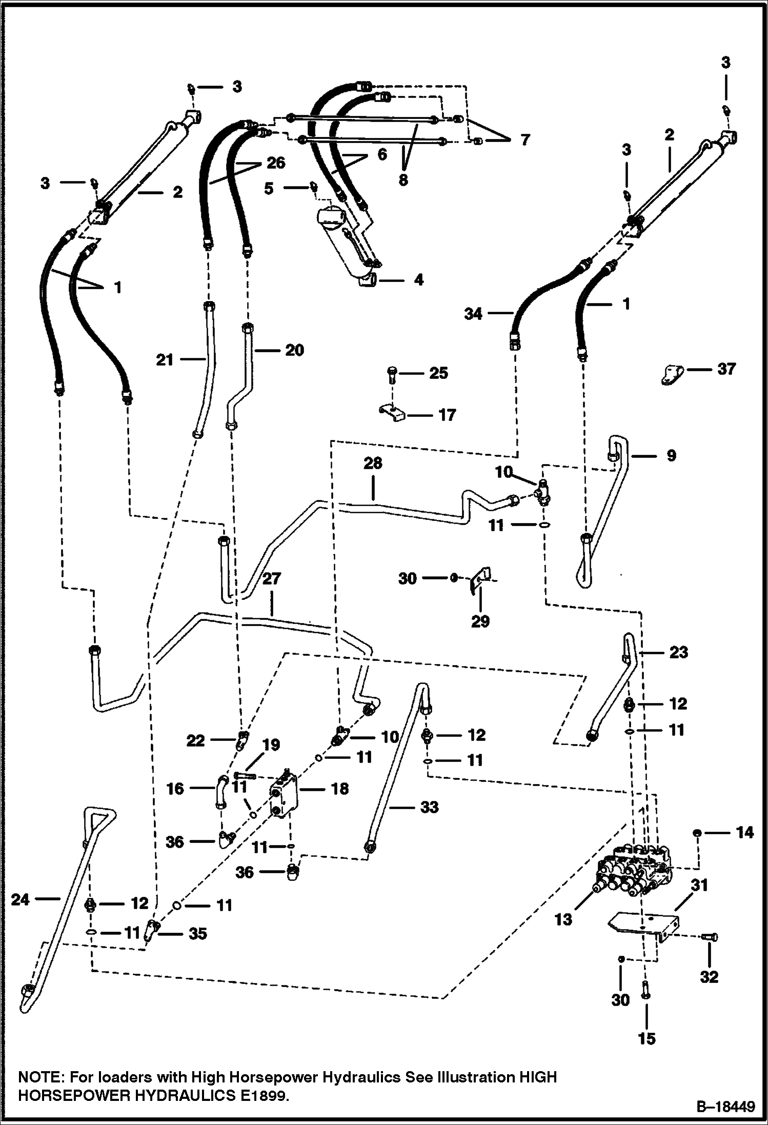 СХЕМА ГИДРАВЛИЧЕСКОЙ СИСТЕМЫ (СЕРИЙНЫЙ НОМЕР 503726663 И ВЫШЕ)